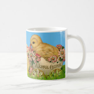 Vintage Osterhühner mit Blauem Himmel und Ostern Kaffeetasse