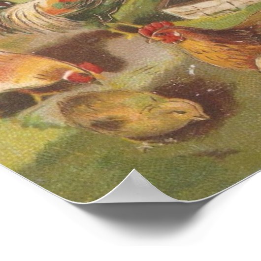 Vintage Osterhühner Poster (Ecke)