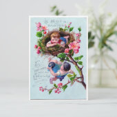 Vintage OsterIllustration in Blau Einladung (Stehend Vorderseite)