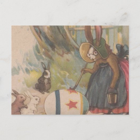 Vintage Osterkaninchen Feiertagspostkarte (Vorderseite)