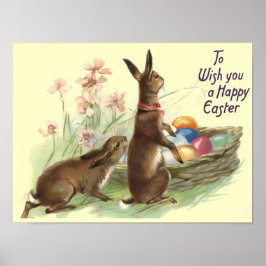Vintage Osterkaninchen in Basket, ZSSG Poster