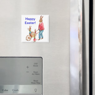 Vintage Osterkaninchen und Familienwohnungen in Ei Magnet