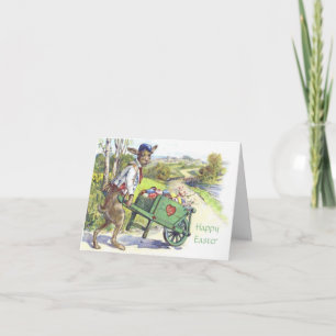 Vintage Osterkaninchenkarte Feiertagskarte