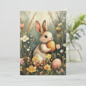 Vintage Osterkaninenkarte Feiertagskarte (Stehend Vorderseite)