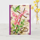 Vintage Osterkarte - Blumenkreuz Karte (Gelbe Blume)