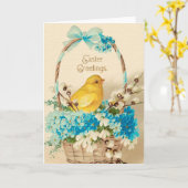 Vintage Osterkarte Karte (Gelbe Blume)