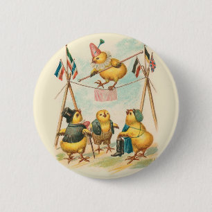 Vintage Osterkarte mit Circus Chips Button