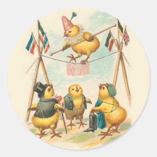 Vintage Osterkarte mit Circus Chips Runder Aufkleber