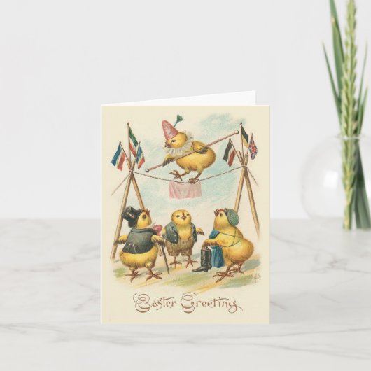 Vintage Osterkarte mit Zirkus-Chips Feiertagskarte (Vorderseite)