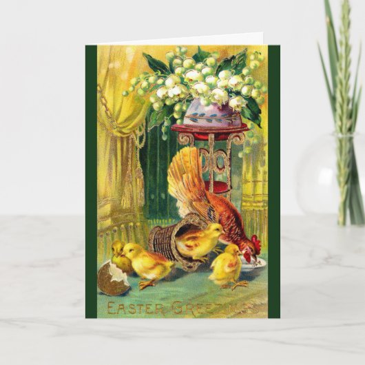Vintage Osterkarte - Osterhühner Karte (Vorderseite)