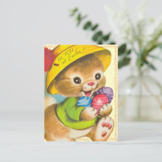 Vintage Osterkids Postkarte (Stehend Vorderseite)