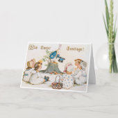 Vintage Osterkinder und Osterhase Feiertagskarte (Vorderseite)