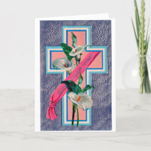Vintage Osterkreuz mit Lilien Feiertagskarte