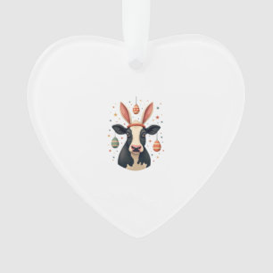Vintage-Osterkuh-Hasenohren Süße Bauernhof-Tier-Ei Ornament