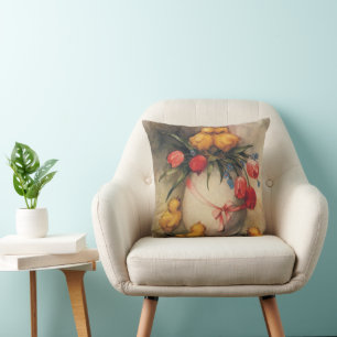 Vintage-Osterküken, Ei mit roten Tulpenblumen Kissen