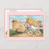 Vintage Osterküken mit Milchkühen Postkarte (Vorne/Hinten)
