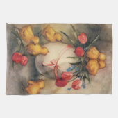 Vintage Osterküken mit Red Tulip Blume Geschirrtuch (Horizontal)