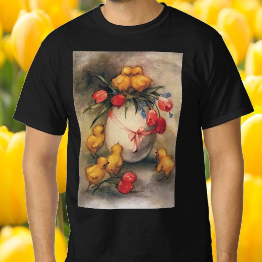 Vintage Osterküken mit Red Tulip Blume T-Shirt