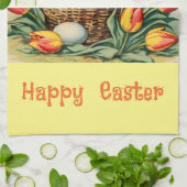 Vintage Osterküken mit Tulpen Geschirrtuch (Gefaltet)