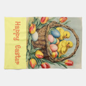 Vintage Osterküken mit Tulpen Geschirrtuch (Horizontal)