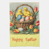 Vintage Osterküken mit Tulpen Geschirrtuch (Vertikal)