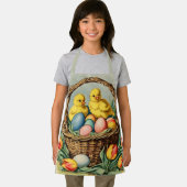 Vintage Osterküken mit Tulpen Kinder Schürze (Insitu)