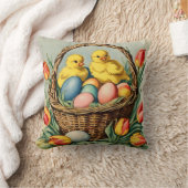 Vintage Osterküken mit Tulpen Kissen (Decke)