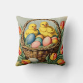 Vintage Osterküken mit Tulpen Kissen (Rückseite)