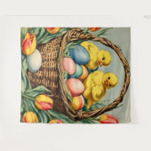 Vintage Osterküken mit Tulpen Wandteppich (Vorderseite (Horizontal))
