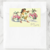 Vintage Osterküken und Eier Rechteckiger Aufkleber (Tasche)