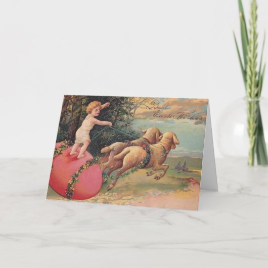 Vintage Osterlämmer Feiertagskarte (Vorderseite)