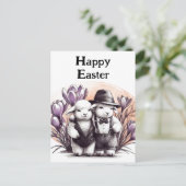 Vintage Osterlämmer im Anzug Postkarte (Stehend Vorderseite)