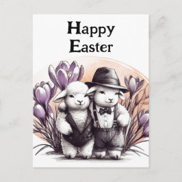 Vintage Osterlämmer im Anzug Postkarte