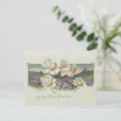 Vintage Osterlandschaft und Daisien Feiertagspostkarte (Stehend Vorderseite)
