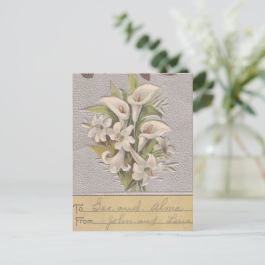 Vintage Osterlilie Feiertagspostkarte (Stehend Vorderseite)
