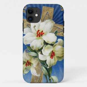 Vintage-Osterlilien und Kreuz iPhone 5 Hülle