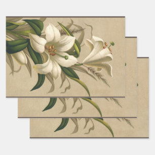 Vintage Osterlilien, Viktorianische Blume im Blut Geschenkpapier Set