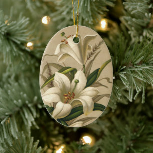 Vintage Osterlilien, Viktorianische Blume im Blut Keramikornament