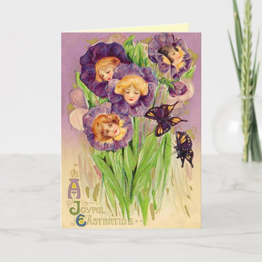 Vintage Ostern-Blumen Feiertagskarte (Vorderseite)