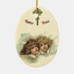 Vintage Ostern, Engel Wolke im Himmel Keramikornament