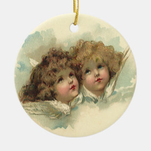 Vintage Ostern, Engelswesen Wolken im Himmel Keramik Ornament
