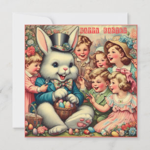 Vintage Ostern ~FROHE OSTERN ~ Hase ~ Feiertagskarte