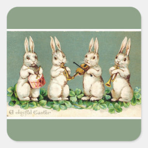 Vintage Ostern Hasen Grün Quadratischer Aufkleber