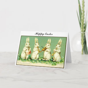 Vintage Ostern Hasen mit Musik Feiertagskarte