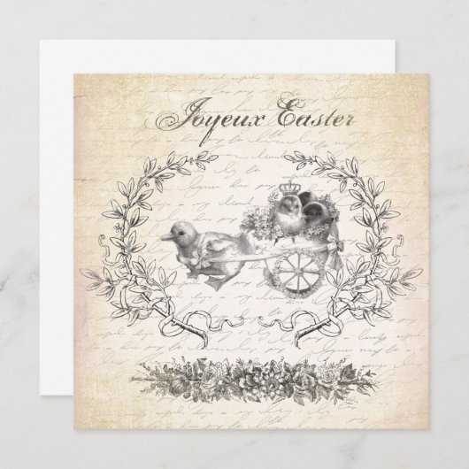 Vintage Ostern-Huhneinladung Einladung (Vorne/Hinten)
