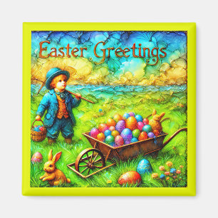 ~ VINTAGE OSTERN JUNGE ~ Ostereier ~ Magnet