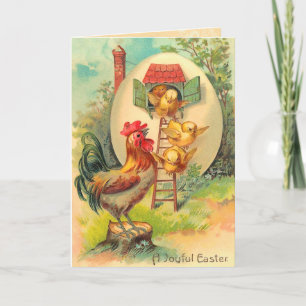 Vintage Ostern-Küken-Karte Feiertagskarte