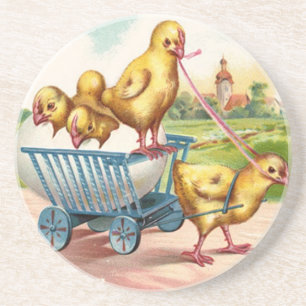 Vintage Ostern-Küken-Untersetzer Sandstein Untersetzer