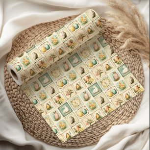 Vintage Ostern Nostalgische Blumen Geschenkpapier