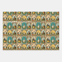 Vintage Ostern. Osterlamm, Ostern Geschenkpapier Set
